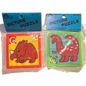 Vintage set of 2 OTC 1990 Picture Puzzle Set 39/987 dinosaur plastic READ NEW